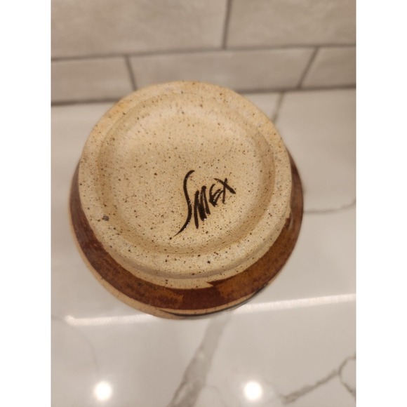 Hand Painted Art Pottery Mexican Tonala‎ Bird Flowers Floral Vase Signed 8 1/4" - Picture 8 of 11